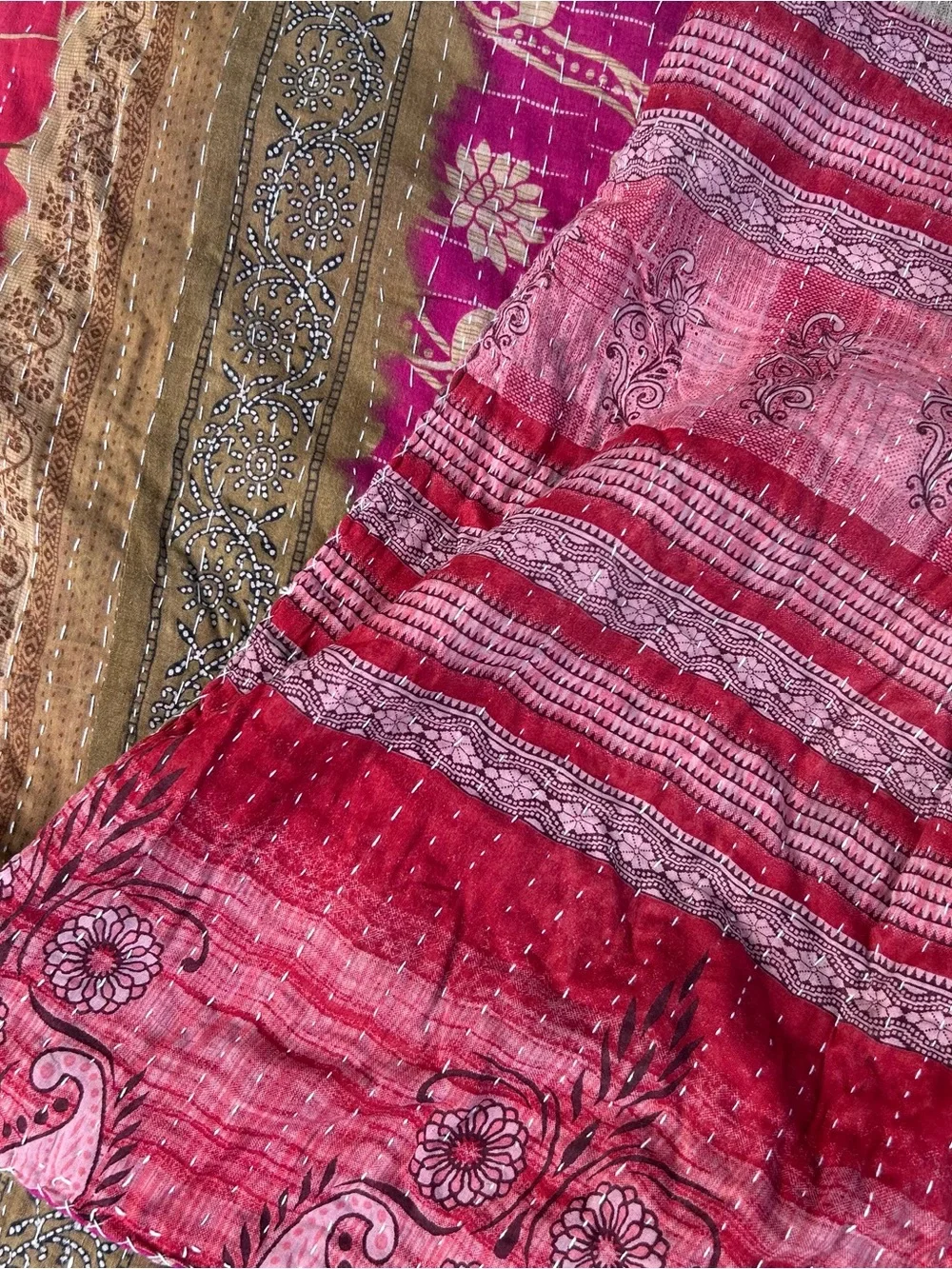 Vintage Kantha Throw Blanket